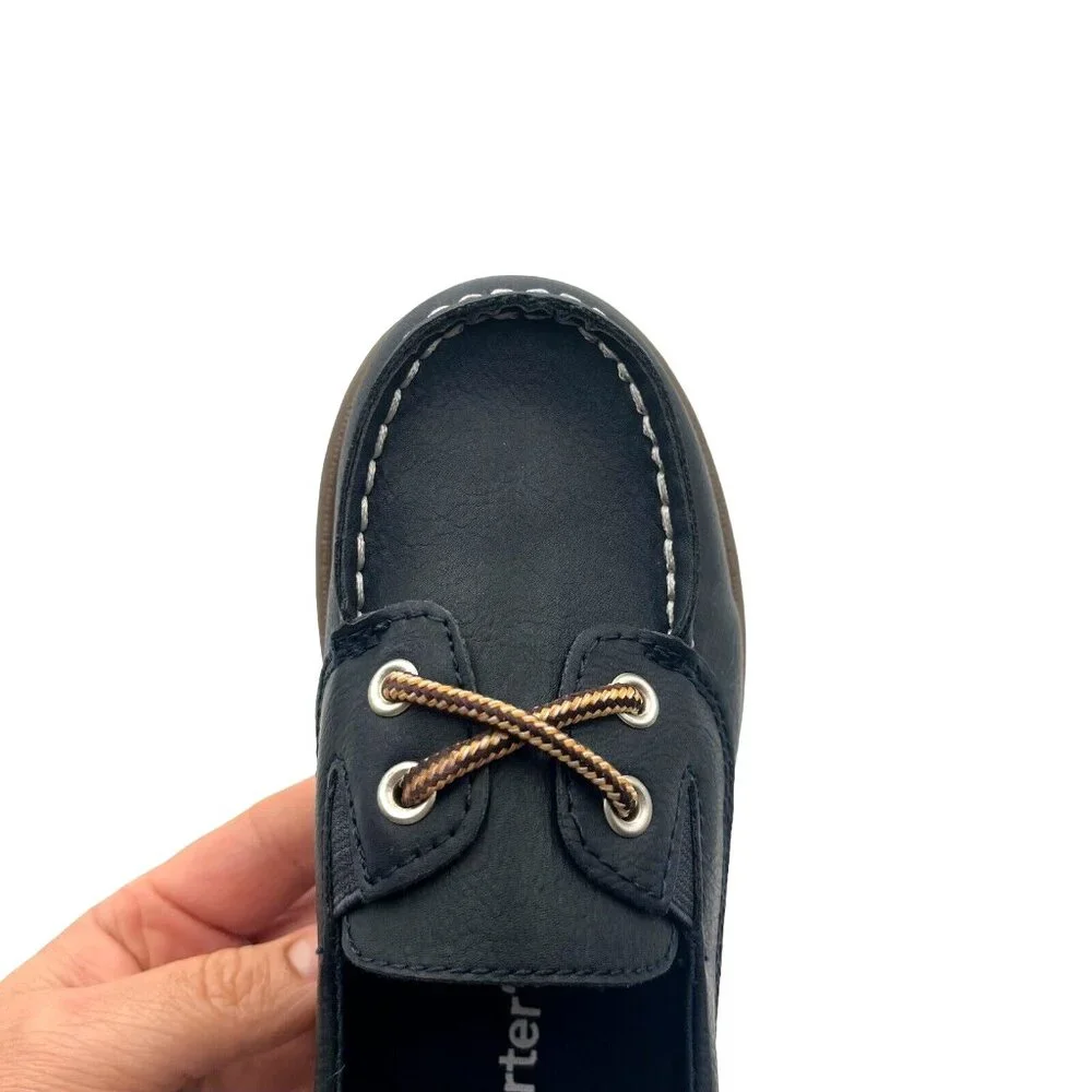 Carters Toddler Boy's Boat-Dress Shoes Size 8‎ Navy Blue Slip on Casual & Comfy